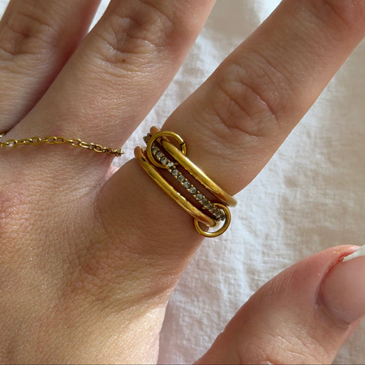 Stacked Linked Crystal Band Ring