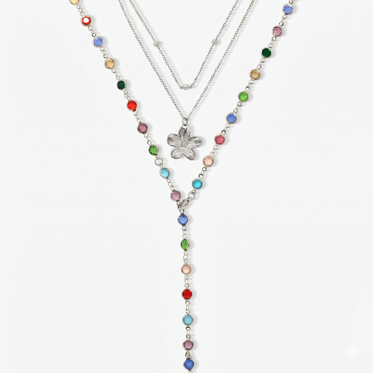 Sunset Glow Rainbow 3-Piece Necklace Set