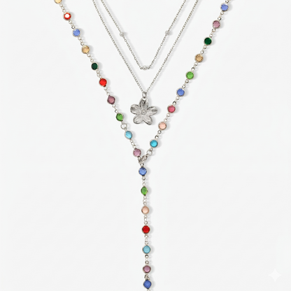 Sunset Glow Rainbow 3-Piece Necklace Set