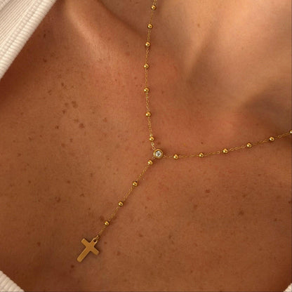 Alessia Lariat Cross Necklace
