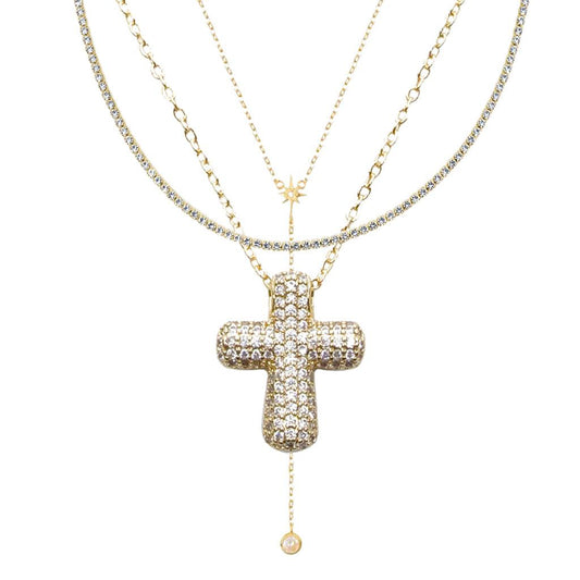 Icy Cross 3-Piece Necklace Bundle