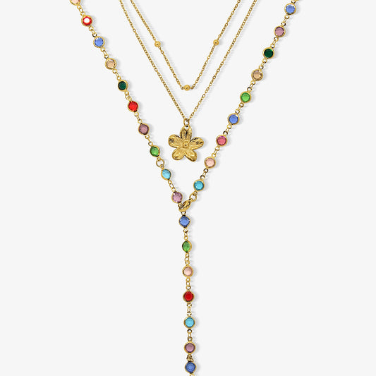 Sunset Glow Rainbow 3-Piece Necklace Set